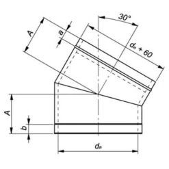 Schornstein, Bogen 30°, Edelstahl, ø 160 Mm (220 Mm) -Hergom Geschaft bgt30de 450 1280x1280 6