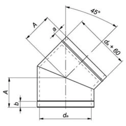 Schornstein, Bogen 45°, Edelstahl Doppelwandig, ø 180 Mm (240 Mm) -Hergom Geschaft bgt45de 450 1280x1280 8