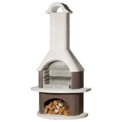 Gartengrillkamin Athen Weiß-braun