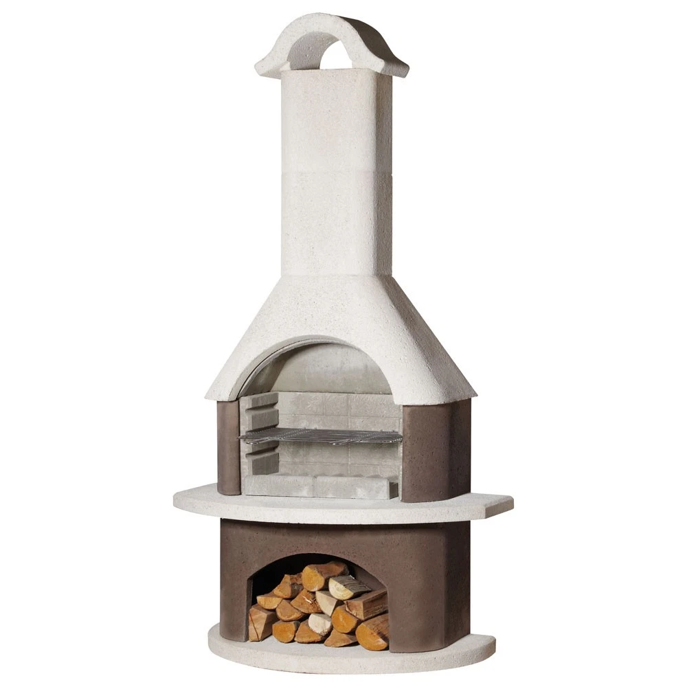 Gartengrillkamin Athen Weiß-braun 3 Gartengrillkamin Athen Weiß-braun