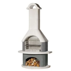 Gartengrillkamin Athen Weiß-anthrazit