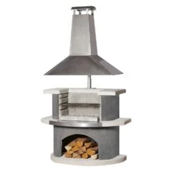 Gartengrillkamin Zürich Weiß-anthrazit