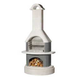 Gartengrillkamin Athen Mit Sockelerhöhung Weiß-anthrazit