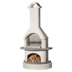 Gartengrillkamin Verona Mit Sockelerhöhung Weiß-anthrazit