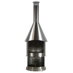 Firestar Terrassenkamin, Gartenkamin, Edelstahl, DN 700 Swing "GLAS" Exclusiv