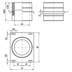 Schornstein, Durchgangsfußteil, Edelstahl, ø 225 Mm (285 Mm) -Hergom Geschaft kfsde 450 1280x1280 7
