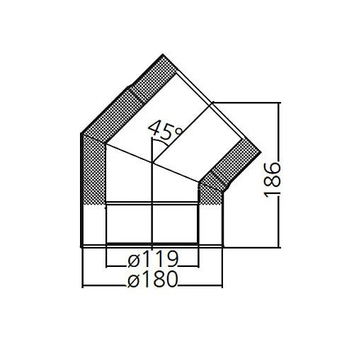 Ofenrohr-Bogen 45°, Doppelwandig Mit Dämmung, System Primus, 120 Mm 6 Ofenrohr-Bogen 45°, Doppelwandig Mit Dämmung, System Primus, 120 Mm – Bild 4