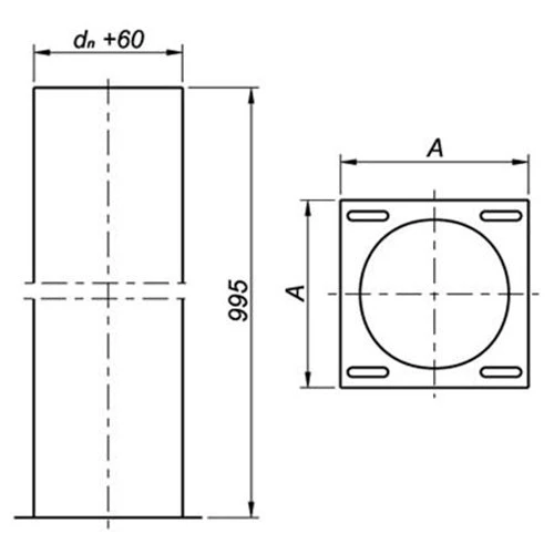 Schornstein, Standfuß L=995 Mm, Edelstahl, ø 225 Mm (285 Mm) 5 Schornstein, Standfuß L=995 Mm, Edelstahl, ø 225 Mm (285 Mm) - Image 3