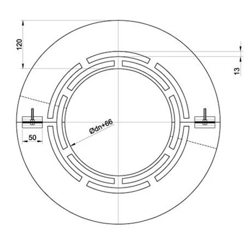 Deckenblende Zweiteilig Mit Hinterlüftung (Breite 120 Mm), 0°, Edelstahl, Für ø 180 Mm 5 Deckenblende Zweiteilig Mit Hinterlüftung (Breite 120 Mm), 0°, Edelstahl, Für ø 180 Mm - Image 3