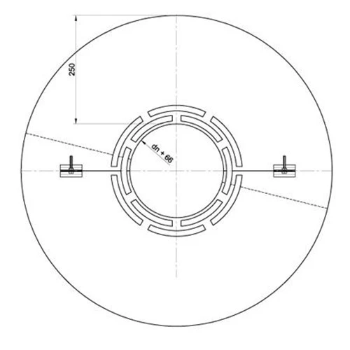 Deckenblende Zweiteilig Mit Hinterlüftung (Breite 250 Mm), Edelstahl, ø 160 Mm 5 Deckenblende Zweiteilig Mit Hinterlüftung (Breite 250 Mm), Edelstahl, ø 160 Mm - Image 3